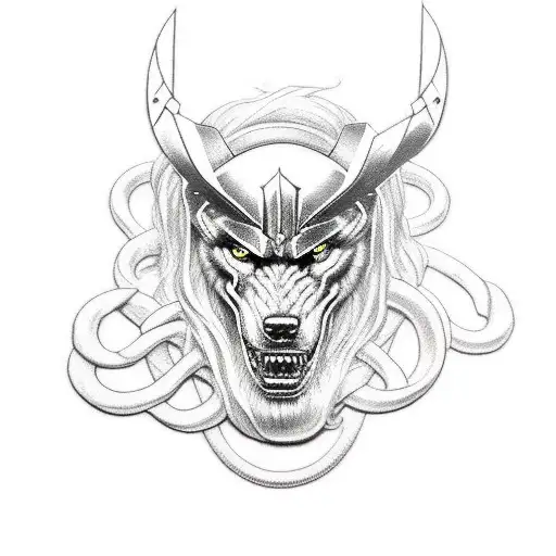 thor, odin, fenrir tattoo design idea