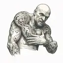 man arms arm despair  at hole in his chest    tattoo design idea