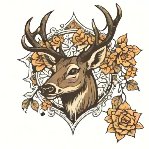 deer head tattoo design idea
