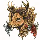deer head with thrones   tattoo design idea
