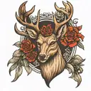 deer head with thrones   tattoo design idea