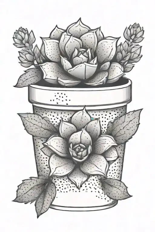 succulent plant in a pot tattoo design idea