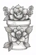 succulent plant in a pot tattoo design idea