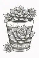 succulent plant in a pot tattoo design idea