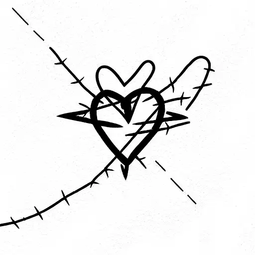 Barbed Wire Heart  tattoo design idea