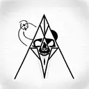 occult skull and snake in triangle  tattoo design idea
