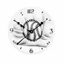 Baseball stitching forming clock hands tattoo design idea