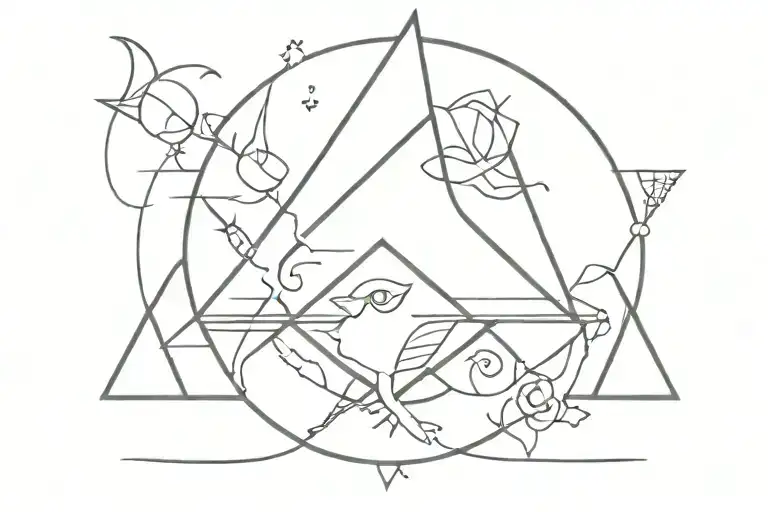 Witchy line art tattoo design idea