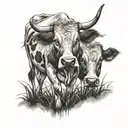 cows grazing tattoo design idea