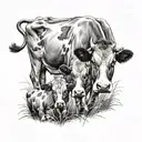 cows grazing tattoo design idea