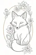 fox and flowers tattoo design idea