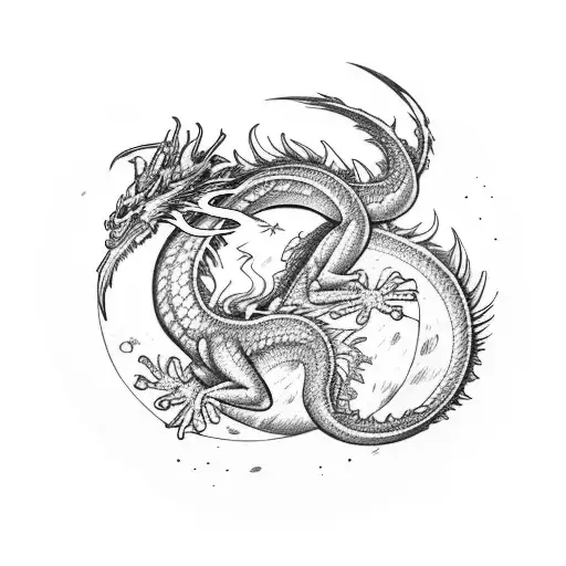 dragon in uranus tattoo design idea
