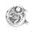 dragon with uranus tattoo design idea