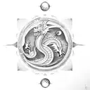 dragon with uranus tattoo design idea