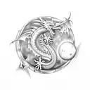 dragon with uranus tattoo design idea