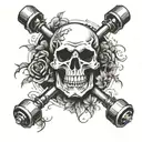 Barbell pierce skull tattoo design idea