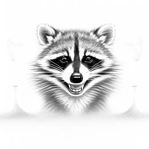 Incorporate semies into a black-grey tattoo of a raccoon exploring a mechanic workshop tattoo design idea