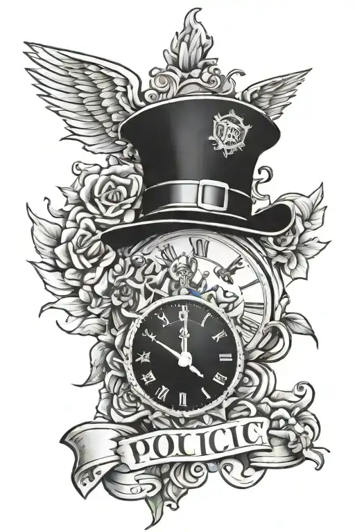 time,police,adversity, family,love tattoo design idea
