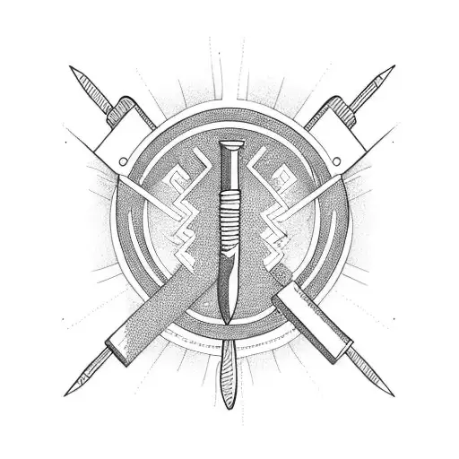 sickle with hammer with fist tattoo design idea