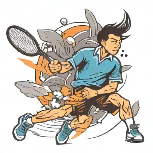 badminton player hitting the shuttle launching tattoo design idea