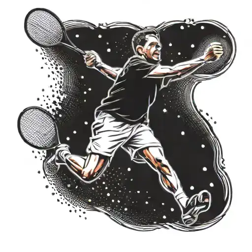 badminton player hitting the shuttle launching tattoo design idea