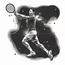 badminton player hitting the shuttle launching tattoo design idea