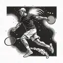 badminton player hitting the shuttle launching tattoo design idea