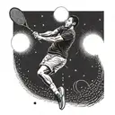badminton player hitting the shuttle launching tattoo design idea