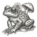 frog with mushroom tattoo design idea
