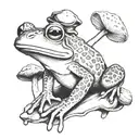 frog with mushroom tattoo design idea