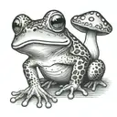 frog with mushroom tattoo design idea