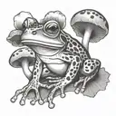 frog with mushroom tattoo design idea