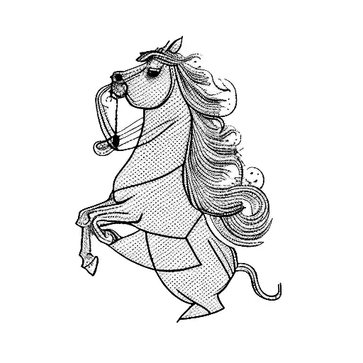 a horse with a bow and arrow outline tattoo design idea