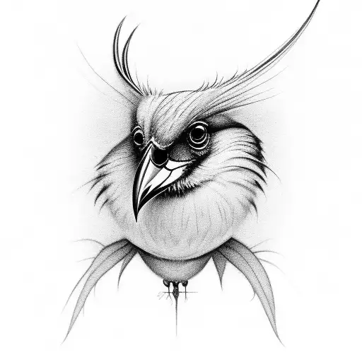 Tim burton cardinal bird tattoo design idea