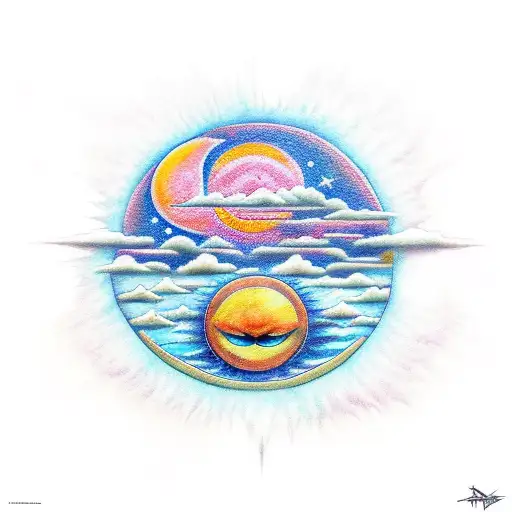 Sun and Moon tattoo design idea