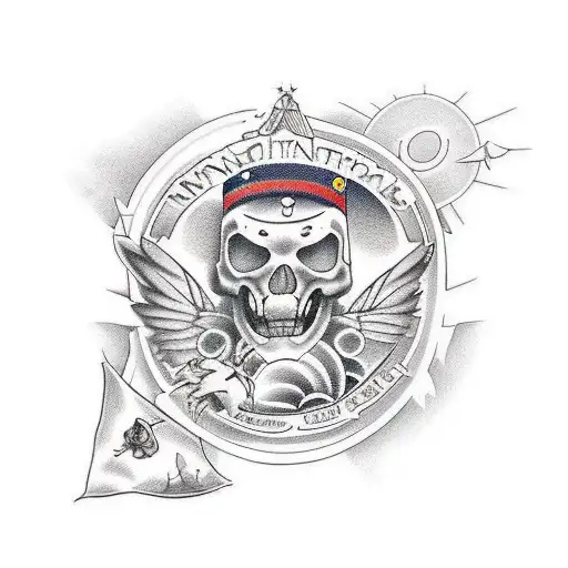 Montañas, mar y sol tattoo design idea