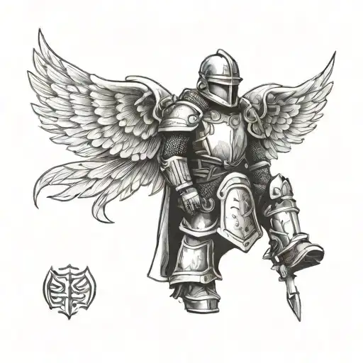 paramedic medieval knight helmet wings spread tattoo design idea