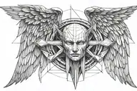 angel who cuts off the devil's head tattoo design idea