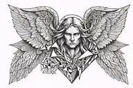 angel who cuts off the devil's head tattoo design idea
