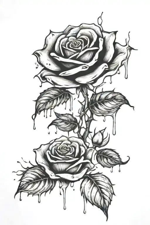depression love death black rose pedals falling tattoo design idea
