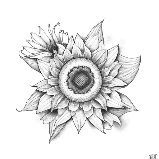 butterfly sunflower cross tattoo design idea