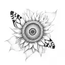 butterfly sunflower cross tattoo design idea