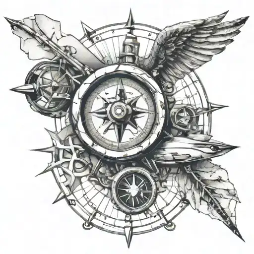Combine a classic racing car with a compass rose, symbolizing the student's adventurous spirit and love for exploration tattoo design idea