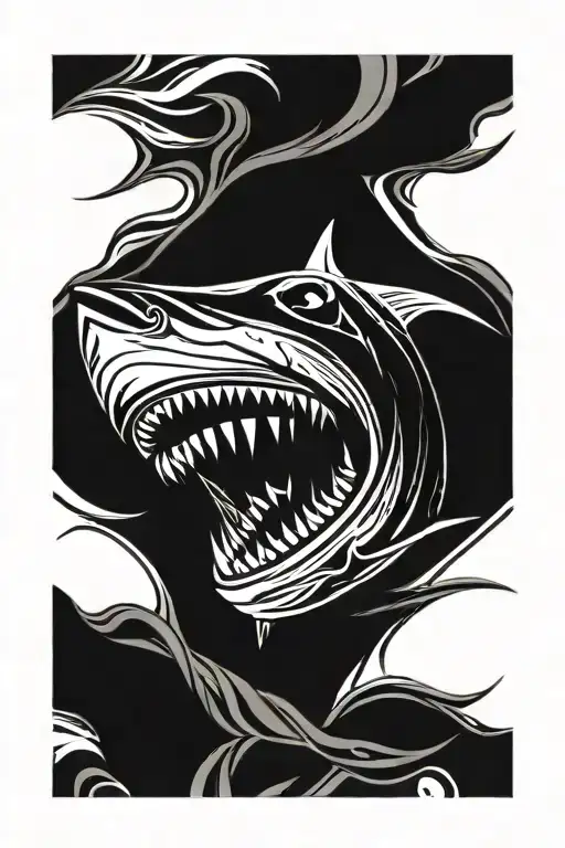 megalodon shark jaw tattoo design idea