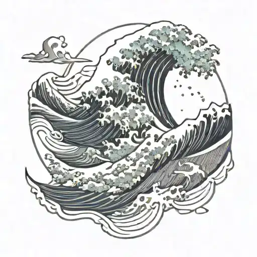 great wave kanagawa tattoo design idea