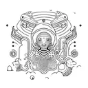 trippy high alien tattoo design idea