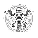 trippy high alien tattoo design idea