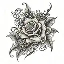 song lyrics written vertically interrwined black grey tattoo depicting tattoo design idea