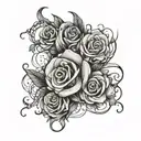 song lyrics written vertically interrwined black grey tattoo depicting tattoo design idea