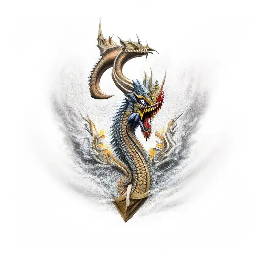 Caraxes, o Dragão vermelho, gigante de cor vermelho, com escamas resistente tattoo design idea